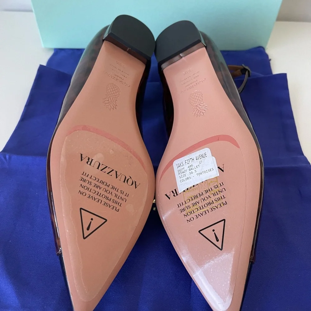 NWT AQUAZZURA PINOT BALLET TORTOISE SHELl /BLACK - Picture 10 of 14